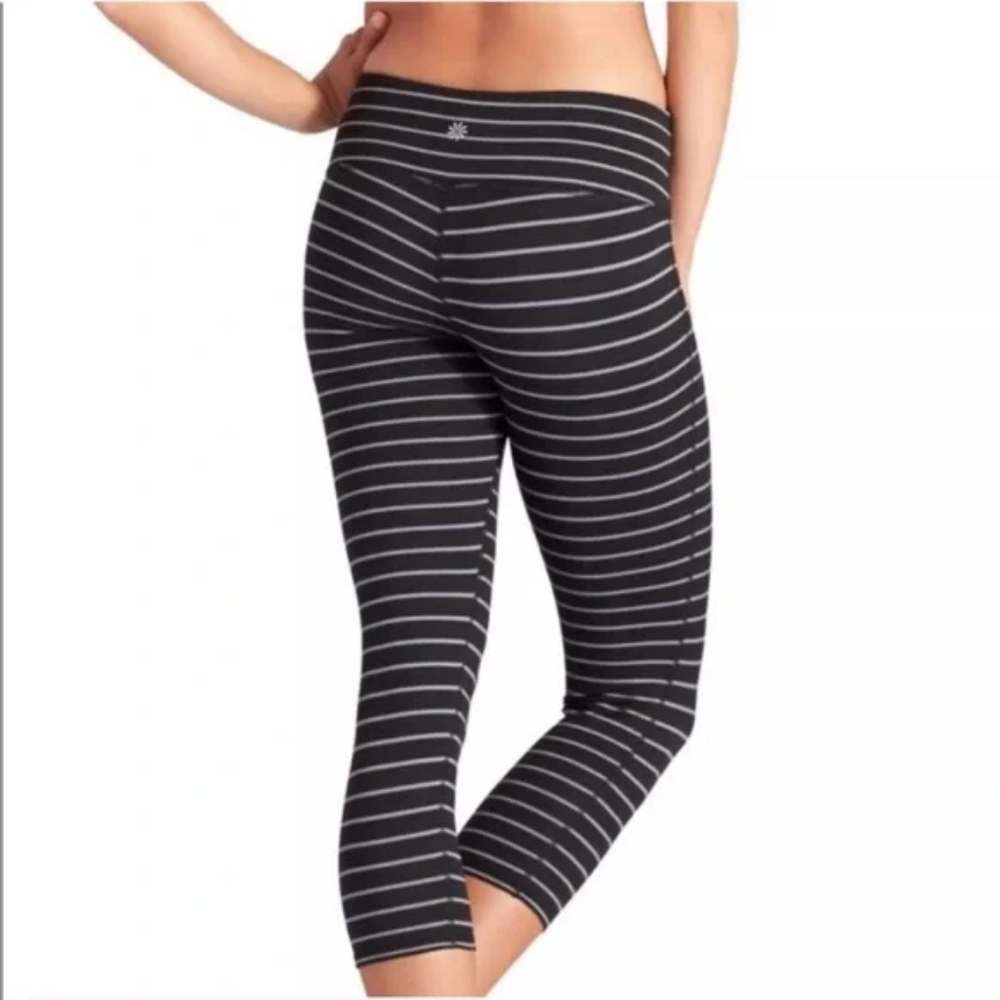 Athleta Chaturanga Capri Striped Tight Leggings in Black/Grey Size Small - Picture 2 of 10